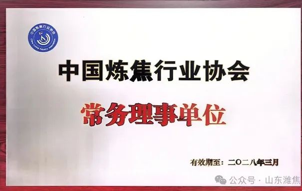 薛城能源公司荣获中国炼焦行业协会“常务理事单位”荣誉称号